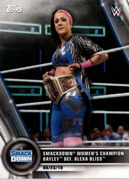 2020 Topps WWE Women's Division #36 SmackDown Women's Champion Bayley def. Alexa Bliss Front
