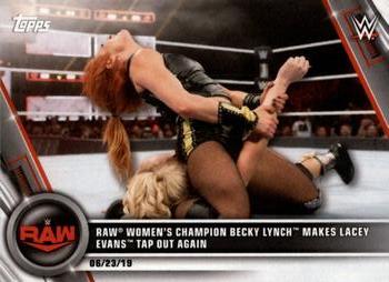 2020 Topps WWE Women's Division #37 Raw Women's Champion Becky Lynch Makes Lacey Evans Tap Out Again Front