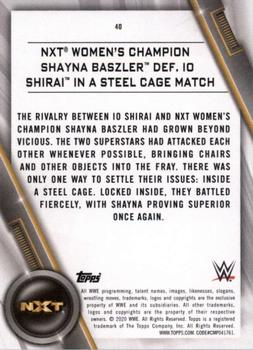 2020 Topps WWE Women's Division #40 NXT Women's Champion Shayna Baszler def. Io Shirai in a Steel Cage Match Back