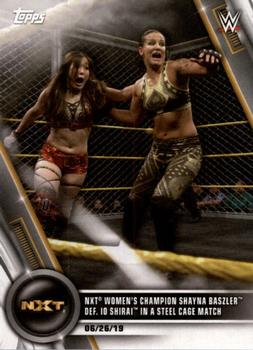 2020 Topps WWE Women's Division #40 NXT Women's Champion Shayna Baszler def. Io Shirai in a Steel Cage Match Front