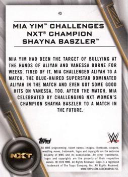 2020 Topps WWE Women's Division #43 Mia Yim Challenges NXT Champion Shayna Baszler Back