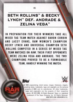 2020 Topps WWE Women's Division #45 Seth Rollins & Becky Lynch def. Andrade & Zelina Vega Back