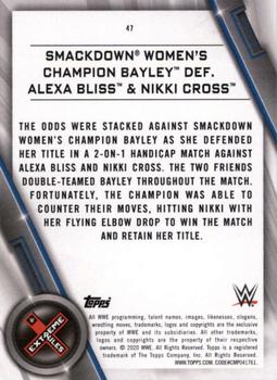 2020 Topps WWE Women's Division #47 SmackDown Women's Champion Bayley def. Alexa Bliss & Nikki Cross Back