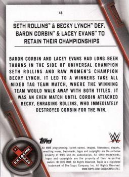 2020 Topps WWE Women's Division #48 Seth Rollins & Becky Lynch def. Baron Corbin & Lacey Evans to Retain Their Championships Back