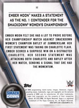 2020 Topps WWE Women's Division #52 Ember Moon Makes a Statement as the No. 1 Contender for the SmackDown Women's Championship Back