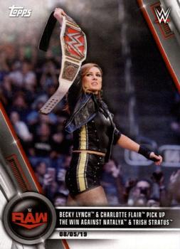 2020 Topps WWE Women's Division #58 Becky Lynch & Charlotte Flair Pick Up the Win Against Natalya & Trish Stratus Front