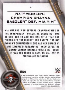 2020 Topps WWE Women's Division #61 NXT Women's Champion Shayna Baszler def. Mia Yim Back