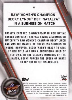 2020 Topps WWE Women's Division #63 Raw Women's Champion Becky Lynch def. Natalya in a Submission Match Back