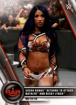 2020 Topps WWE Women's Division #67 Sasha Banks Returns to Attack Natalya and Becky Lynch Front