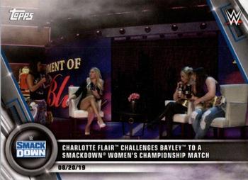 2020 Topps WWE Women's Division #70 Charlotte Flair Challenges Bayley to a SmackDown Women's Championship Match Front
