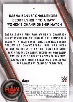 2020 Topps WWE Women's Division #75 Sasha Banks Challenges Becky Lynch to A Raw Women's Championship Match Back