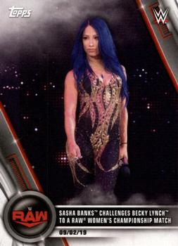 2020 Topps WWE Women's Division #75 Sasha Banks Challenges Becky Lynch to A Raw Women's Championship Match Front