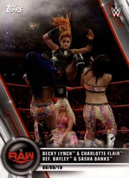 2020 Topps WWE Women's Division #79 Becky Lynch & Charlotte Flair def. Bayley & Sasha Banks Front