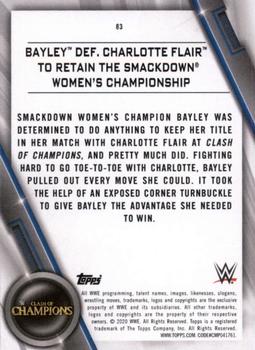 2020 Topps WWE Women's Division #83 Bayley def. Charlotte Flair to Retain the SmackDown Women's Championship Back