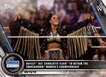2020 Topps WWE Women's Division #83 Bayley def. Charlotte Flair to Retain the SmackDown Women's Championship Front