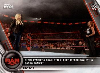 2020 Topps WWE Women's Division #85 Becky Lynch & Charlotte Flair Attack Bayley & Sasha Banks Front