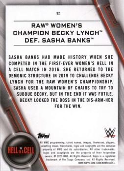 2020 Topps WWE Women's Division #92 Raw Women's Champion Becky Lynch def. Sasha Banks Back