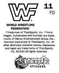 1992 Merlin WWF Stickers (England) #11 Hulk Hogan Back