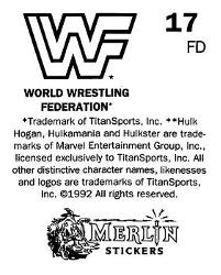 1992 Merlin WWF Stickers (England) #17 Max Moon Back