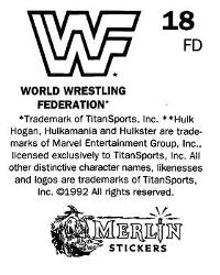 1992 Merlin WWF Stickers (England) #18 Max Moon Back
