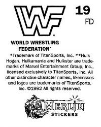 1992 Merlin WWF Stickers (England) #19 Max Moon Back