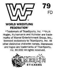1992 Merlin WWF Stickers (England) #79 Undertaker Back