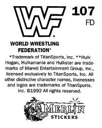 1992 Merlin WWF Stickers (England) #107 The Model Back