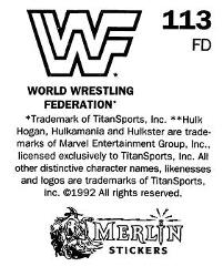 1992 Merlin WWF Stickers (England) #113 Beverly Brothers Back