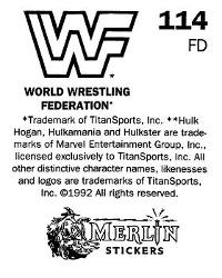 1992 Merlin WWF Stickers (England) #114 Beverly Brothers Back