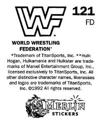 1992 Merlin WWF Stickers (England) #121 The Genius Back