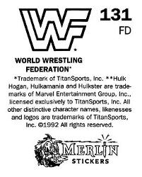 1992 Merlin WWF Stickers (England) #131 El Matador Back