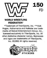1992 Merlin WWF Stickers (England) #150 Razor Ramon Back