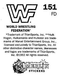 1992 Merlin WWF Stickers (England) #151 Razor Ramon Back