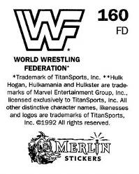 1992 Merlin WWF Stickers (England) #160 Razor Ramon Back