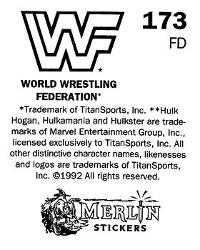 1992 Merlin WWF Stickers (England) #173 Bob Backlund Back