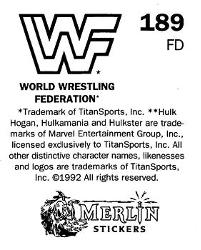 1992 Merlin WWF Stickers (England) #189 Tatanka Back