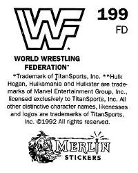 1992 Merlin WWF Stickers (England) #199 Virgil Back