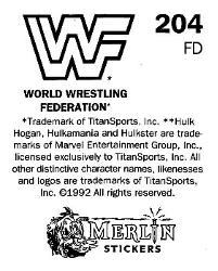 1992 Merlin WWF Stickers (England) #204 Kamala Back