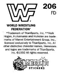 1992 Merlin WWF Stickers (England) #206 Kamala Back