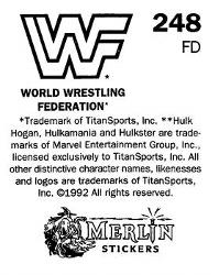1992 Merlin WWF Stickers (England) #248 Shawn Michaels / Sensational Sherri Back