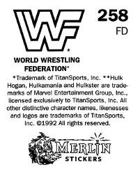 1992 Merlin WWF Stickers (England) #258 Roddy Piper Back