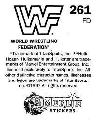 1992 Merlin WWF Stickers (England) #261 Koko B. Ware Back
