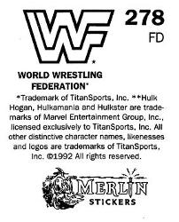 1992 Merlin WWF Stickers (England) #278 Big Boss Man Back