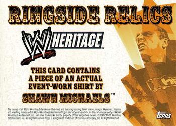 2005 Topps Heritage WWE - Ringside Relics Event-Used #NNO Shawn Michaels Back