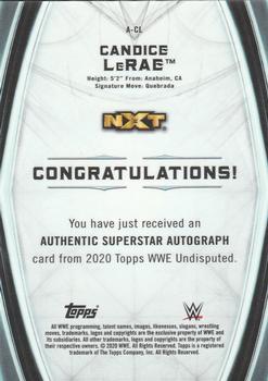 2020 Topps WWE Undisputed - Undisputed Autographs #A-CL Candice LeRae Back