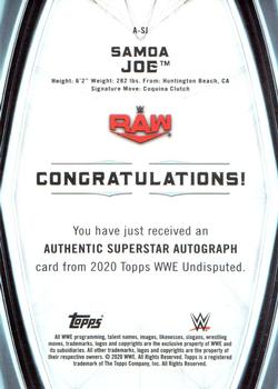 2020 Topps WWE Undisputed - Undisputed Autographs #A-SJ Samoa Joe Back