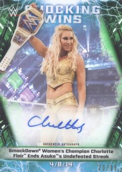 2020 Topps Chrome WWE - Shocking Wins Autographs Green #SWA-CF Charlotte Flair Front