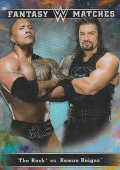2020 Topps Chrome WWE - Fantasy Matches #FM-7 Roman Reigns / The Rock Front