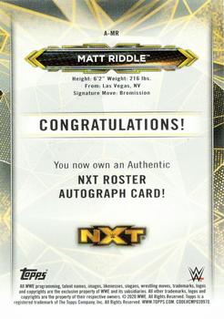 2020 Topps WWE NXT - NXT Roster Autographs #A-MR Matt Riddle Back