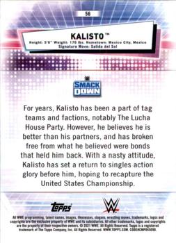2021 Topps Chrome WWE #56 Kalisto Back